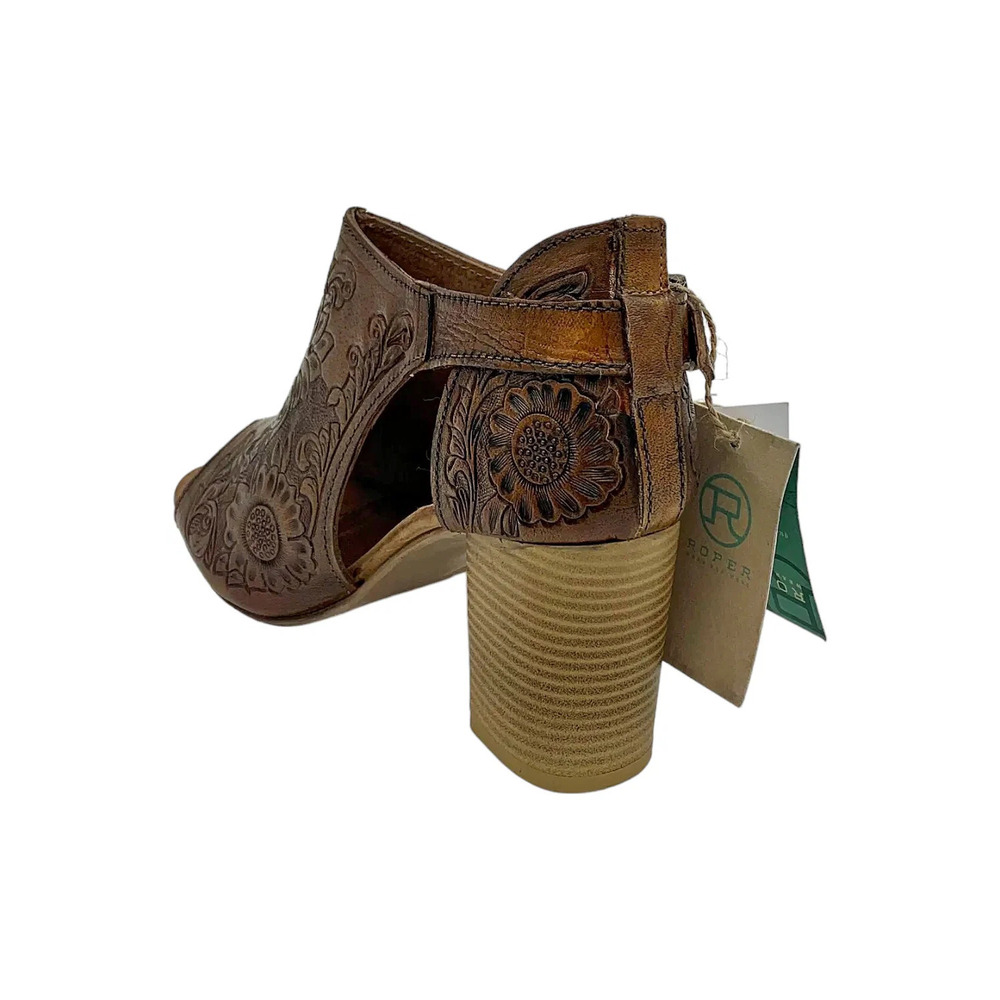 Roper Women's Mika Floral Embossed Block Heeled Sandal Brown - Medium - Picture 3 of 3